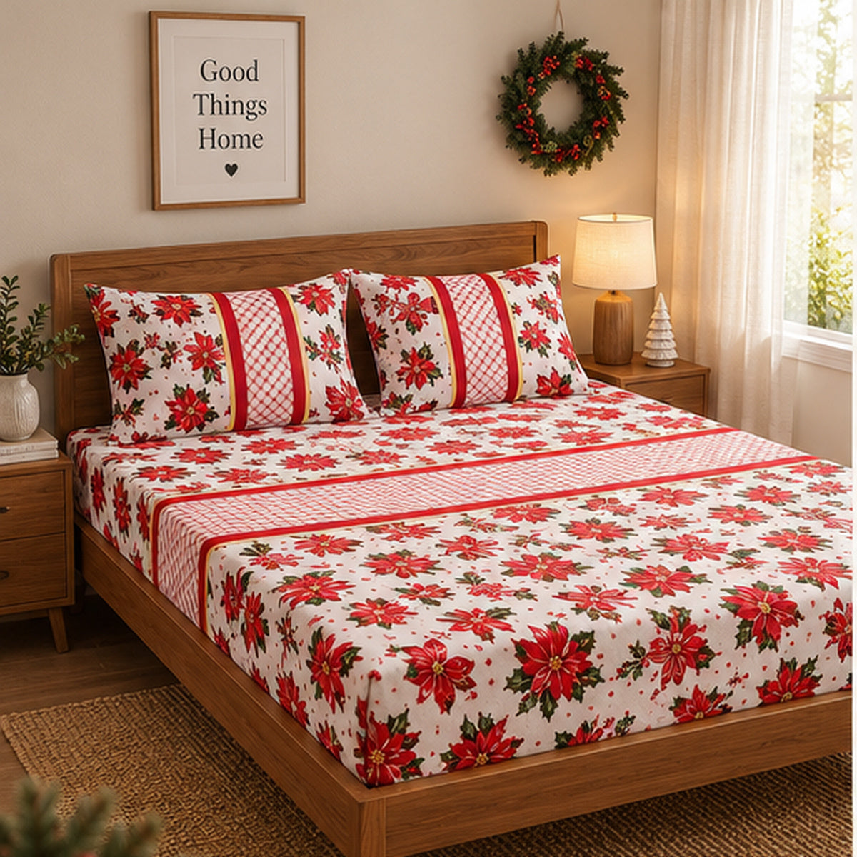 Holly Bells Christmas Bedsheet