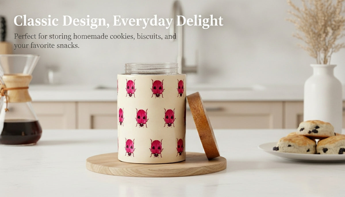 Printed Wooden Canister - Stylish Storage for Your Kitchen Essentials