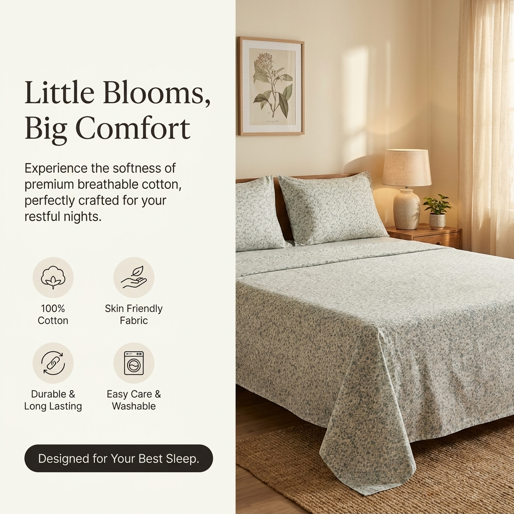 Waypoint Cream Meadow Cotton Bedsheet – Sage Floral Design