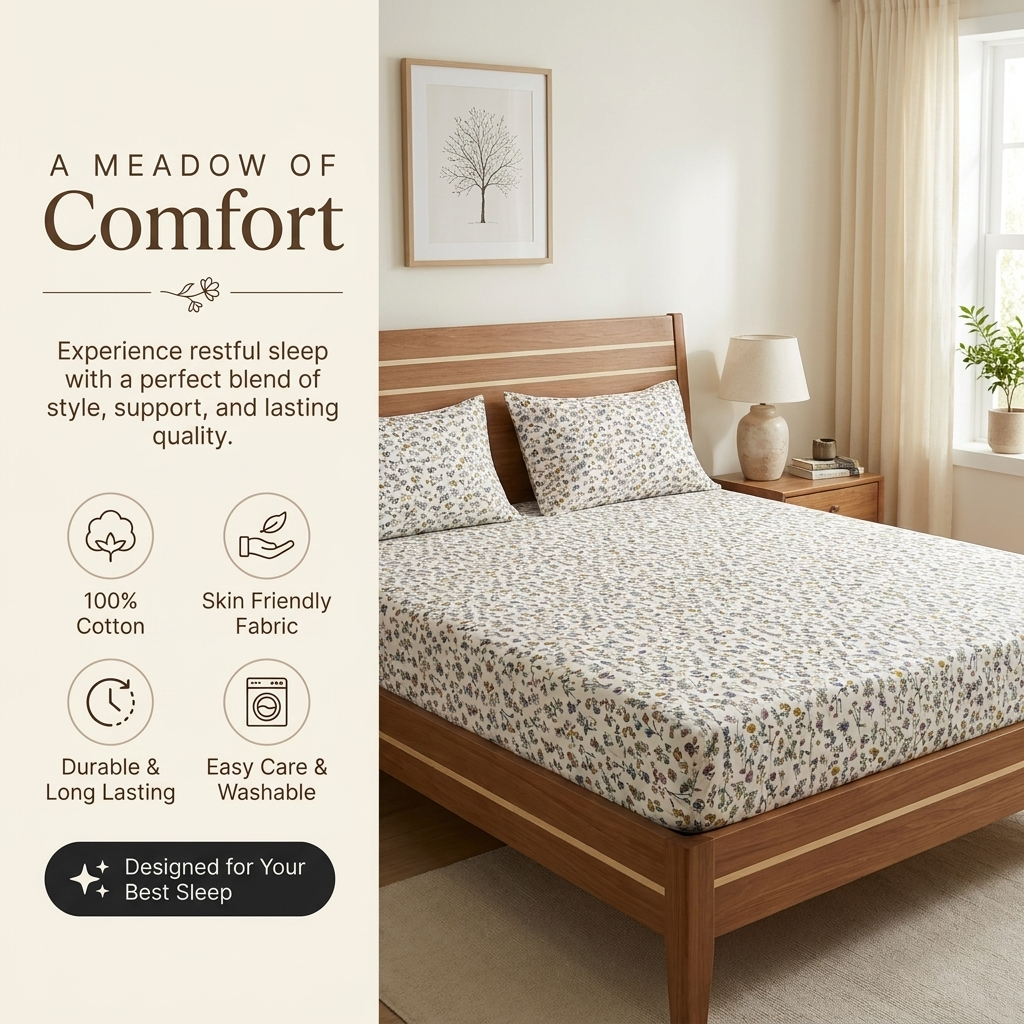 Waypoint Wildflower Meadow Cotton Bedsheet - Ditsy Floral Design