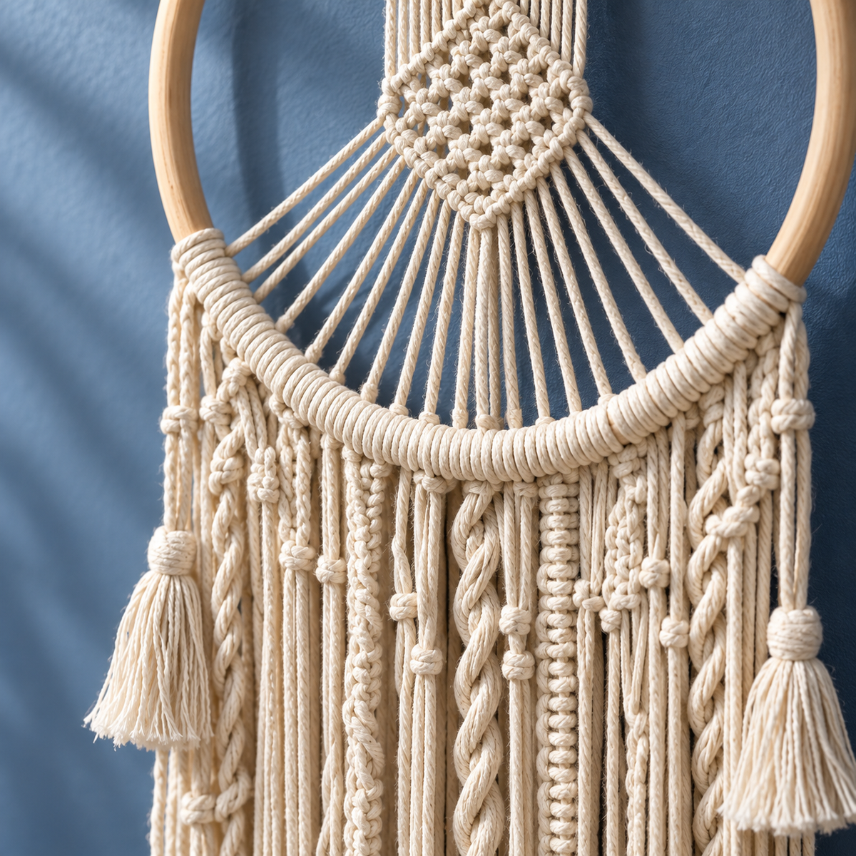 Blissful White Macramé Dream Catcher Wall Hanging