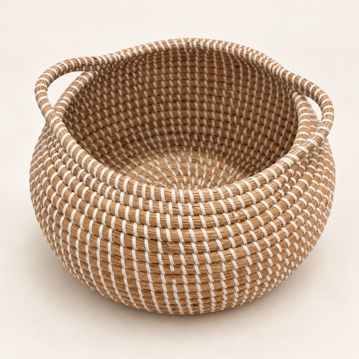 Waypoint Natural Rattan Storage Basket – White Weave & Handles