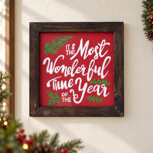 It's the Most Wonderful Time of the Year – Red Framed Wall Sign