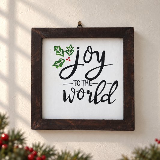 Joy to the World – Framed Pinewood Wall Sign