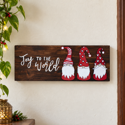 Joy to the World – Christmas Gnomes Wall Sign