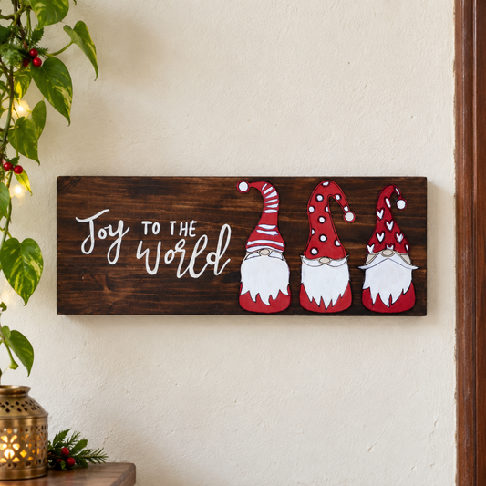 Joy to the World – Christmas Gnomes Wall Sign