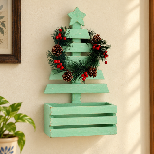 Mint Christmas Star Basket Frame – Small