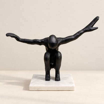 Waypoint Abstract Balance Aluminium Sculpture on Marble Base