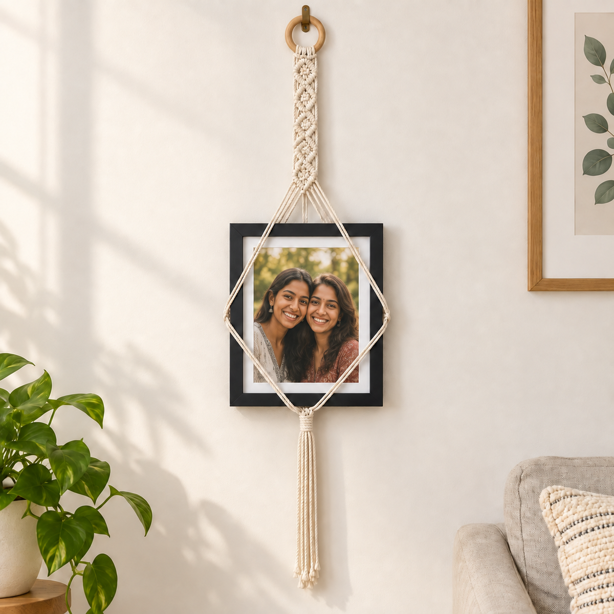 Handmade Macramé Photo Frame Wall Hanger