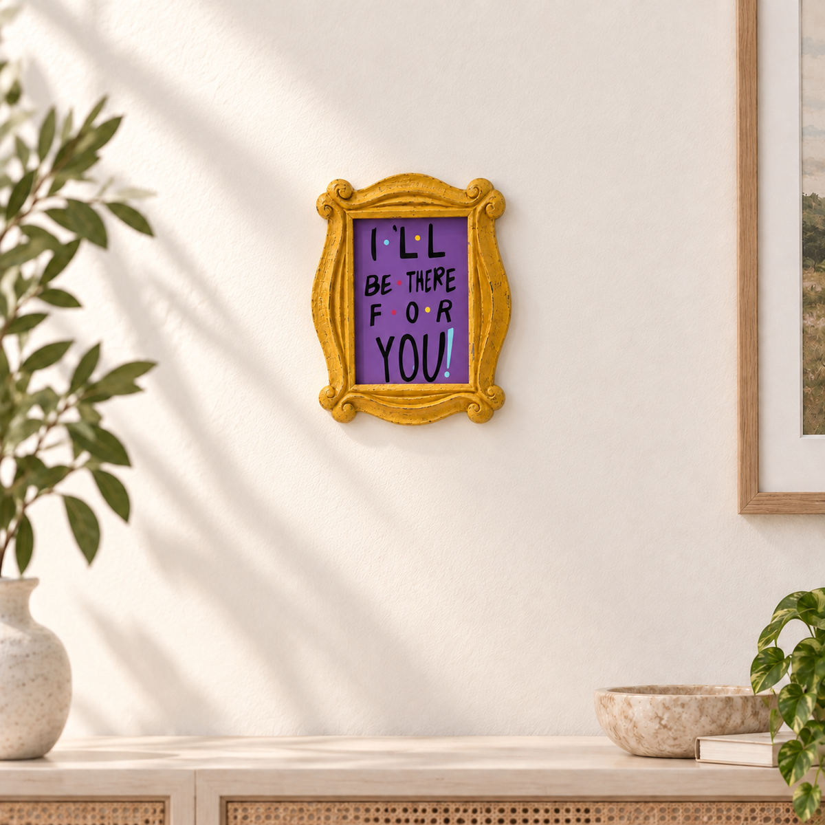 Hand-Carved Teak Wood Friends Quote Wall Frame