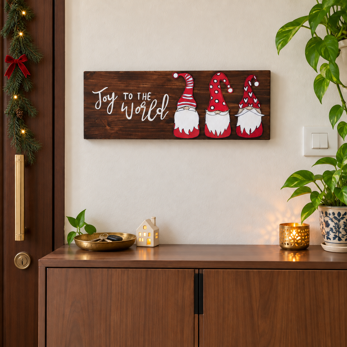 Joy to the World – Christmas Gnomes Wall Sign