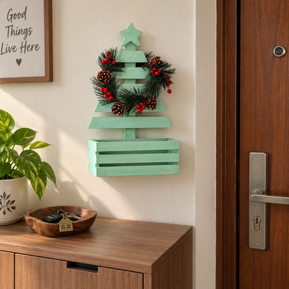 Mint Christmas Star Basket Frame – Small