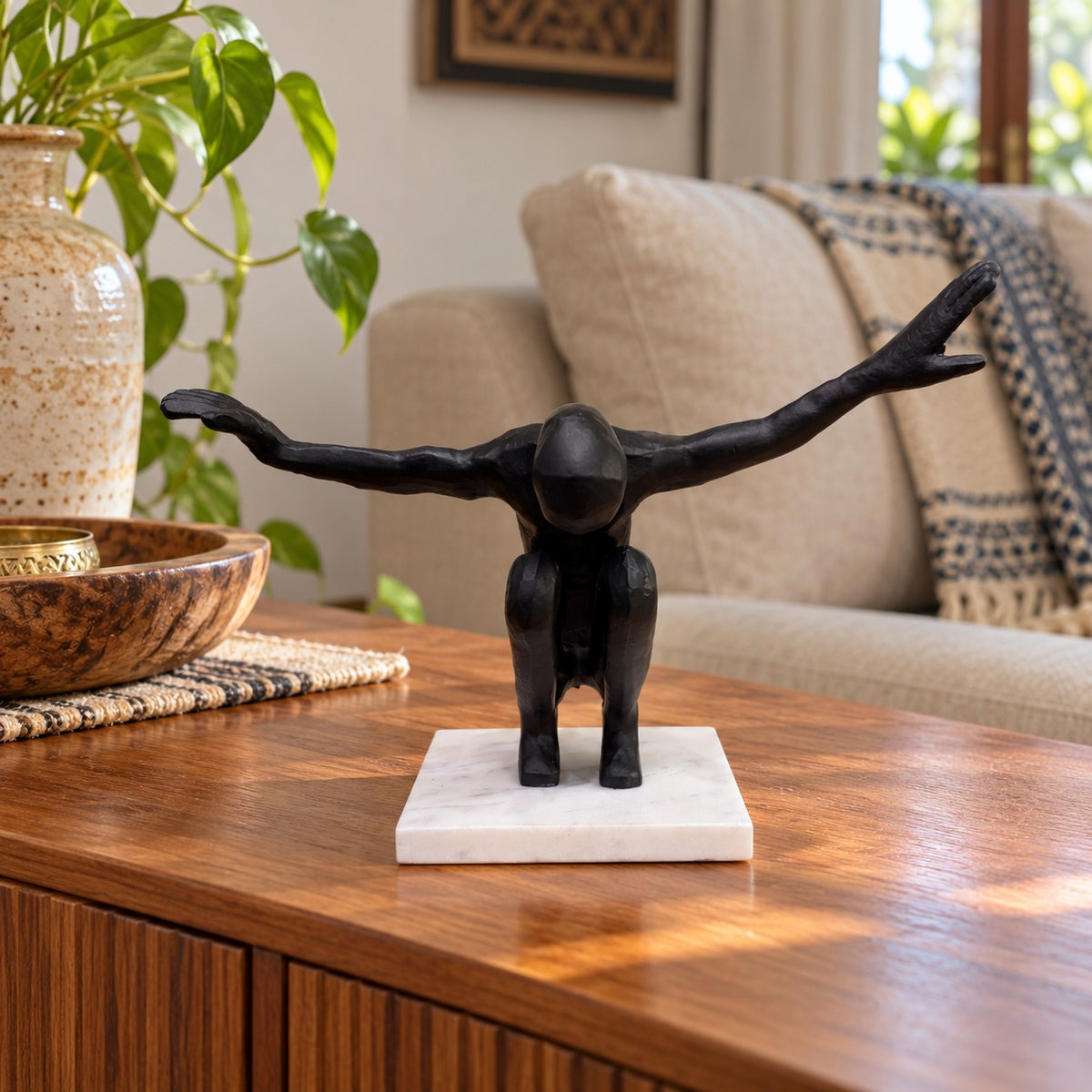 Waypoint Abstract Balance Aluminium Sculpture on Marble Base