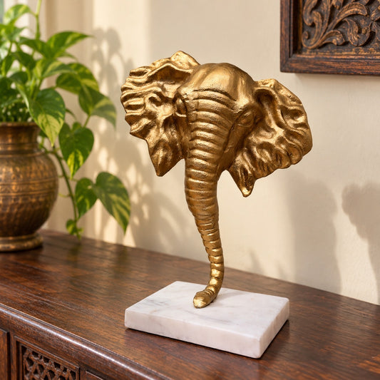 Waypoint Gold Elephant Head Aluminium Sculpture