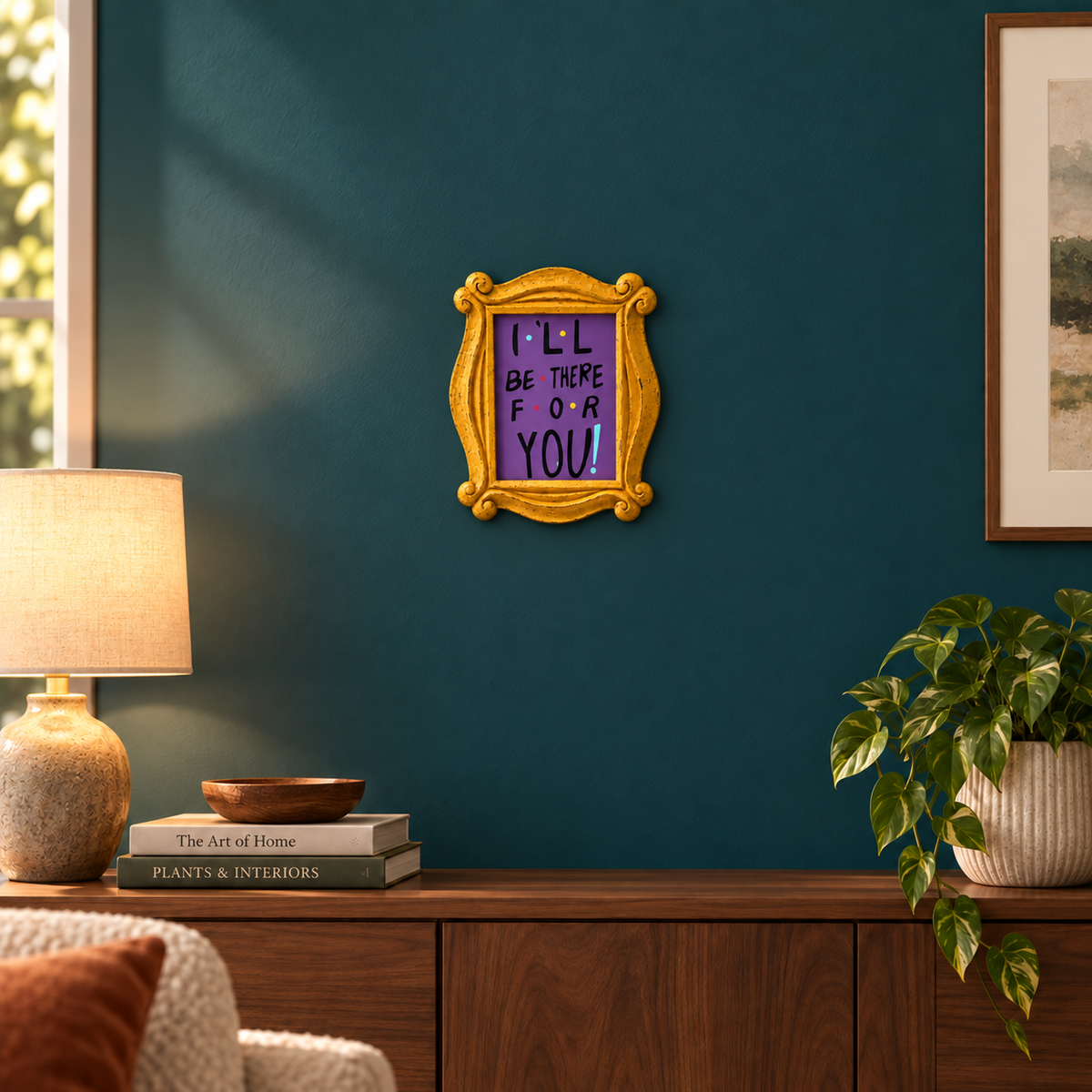 Hand-Carved Teak Wood Friends Quote Wall Frame