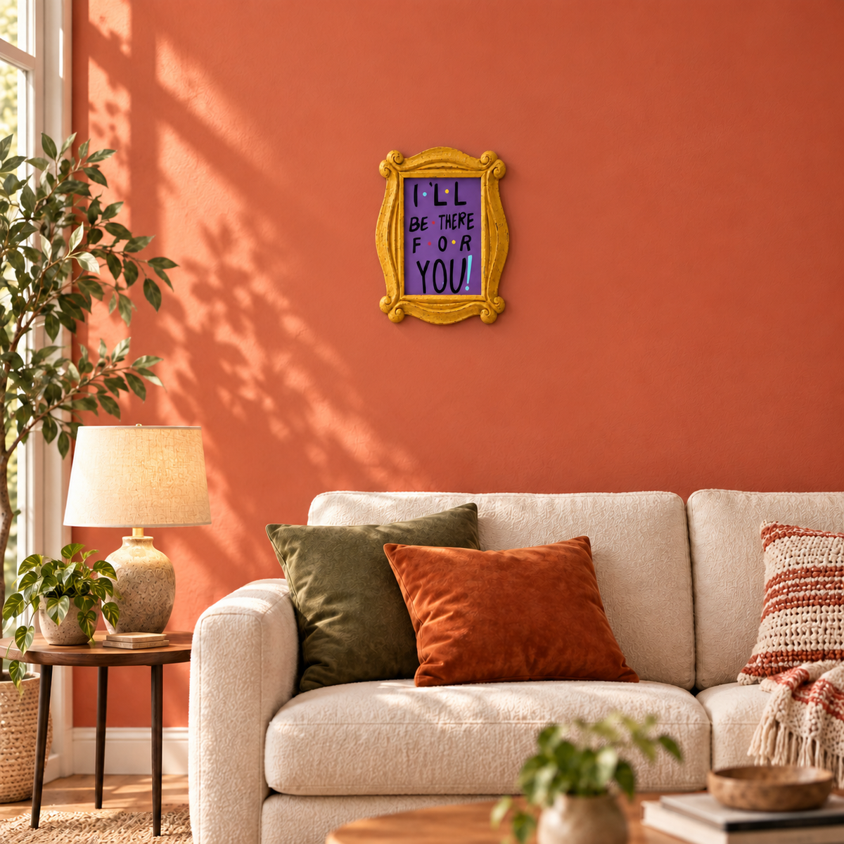 Hand-Carved Teak Wood Friends Quote Wall Frame