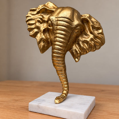 Waypoint Gold Elephant Head Aluminium Sculpture