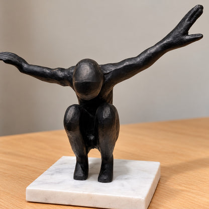 Waypoint Abstract Balance Aluminium Sculpture on Marble Base