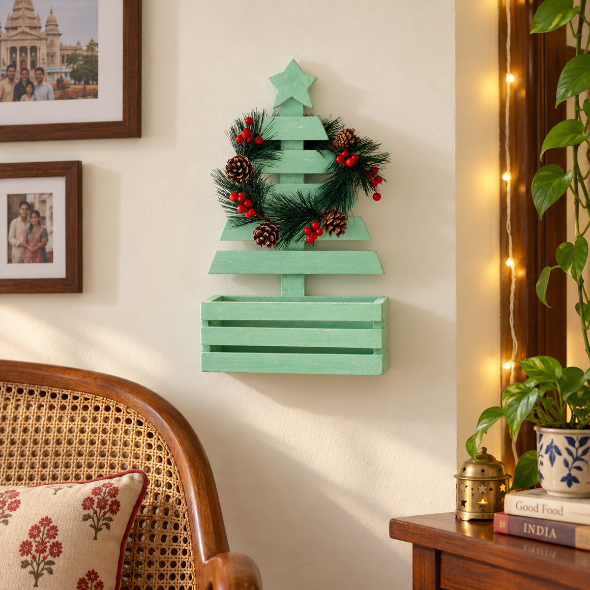 Mint Christmas Star Basket Frame – Small