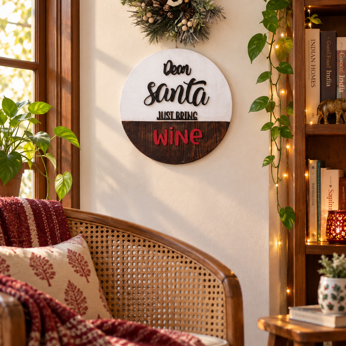 Dear Santa Just Bring Wine – Pinewood Wall Sign