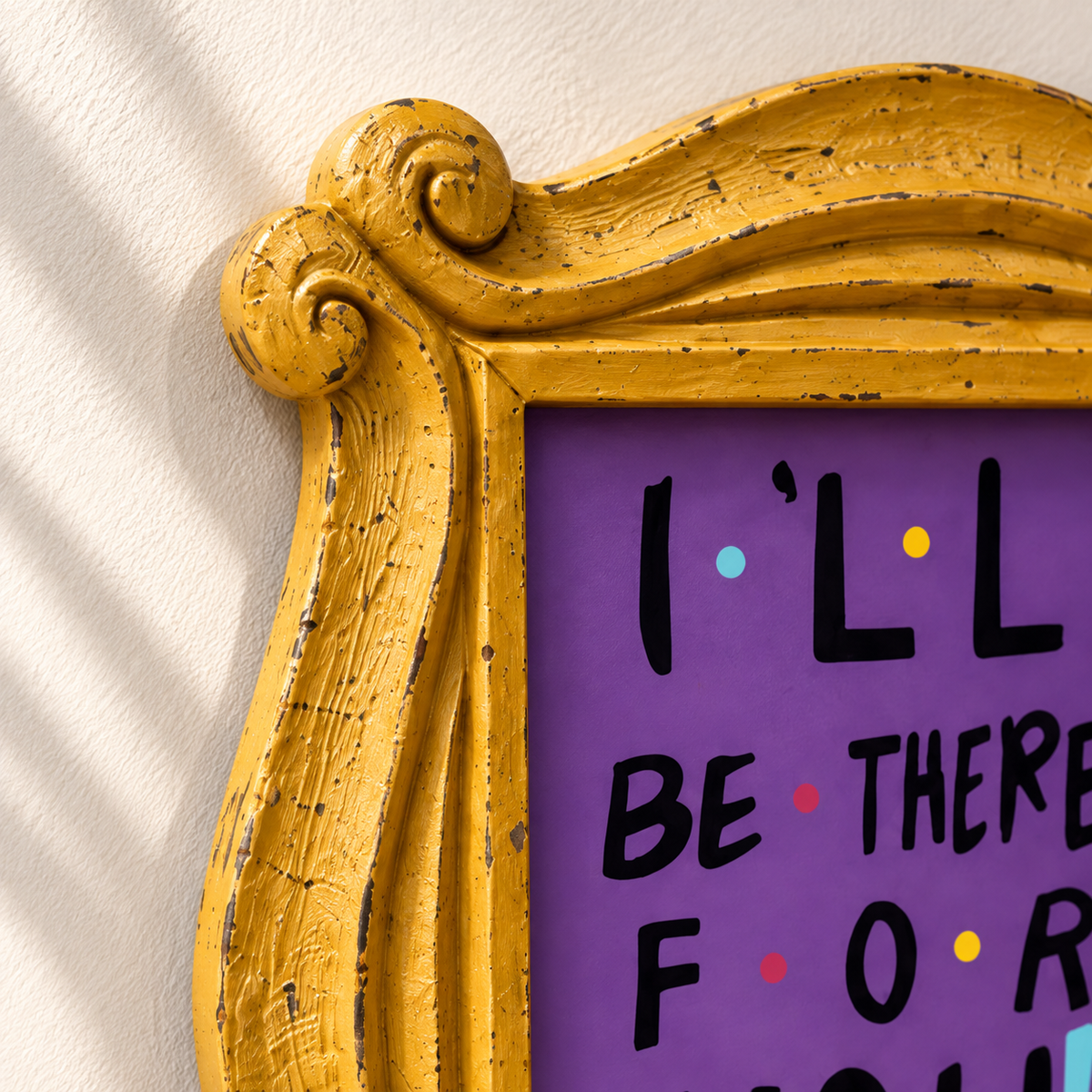 Hand-Carved Teak Wood Friends Quote Wall Frame