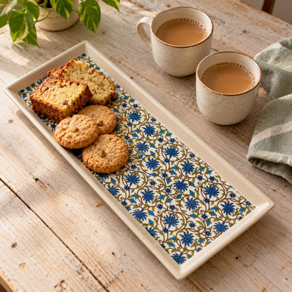 Waypoint Blue Bloom Rectangular Platter
