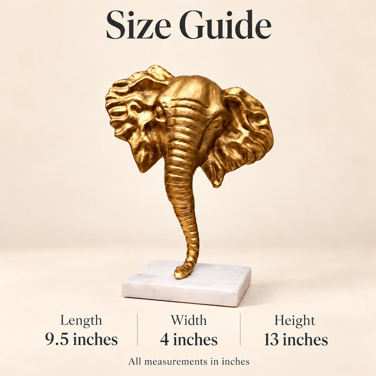 Waypoint Gold Elephant Head Aluminium Sculpture