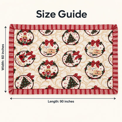 Waypoint Ivory Christmas Medallion Tablecloth – Striped Frill