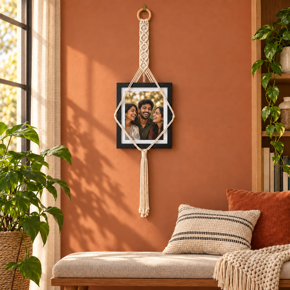 Handmade Macramé Photo Frame Wall Hanger
