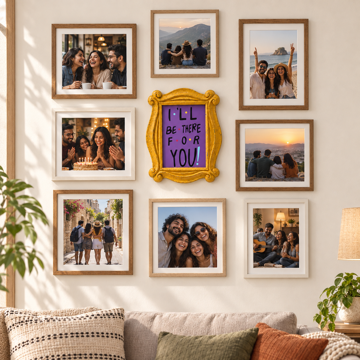 Hand-Carved Teak Wood Friends Quote Wall Frame