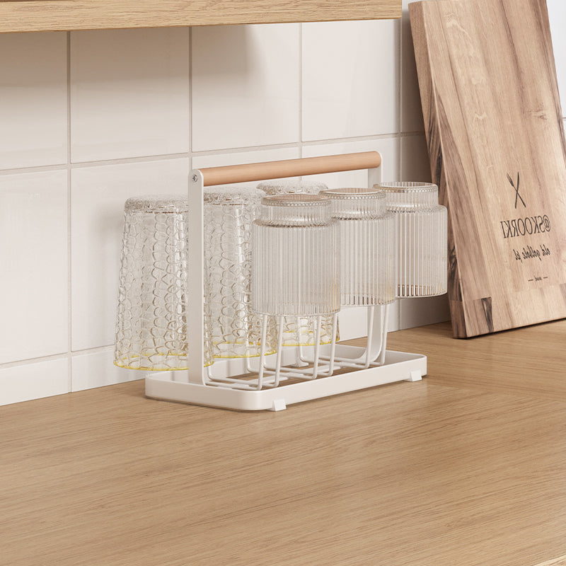 Wooden Handle Glass Holder with Water Tray — view 2