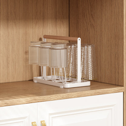 Wooden Handle Glass Holder with Water Tray — view 3