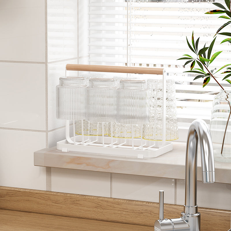 Wooden Handle Glass Holder with Water Tray — view 4