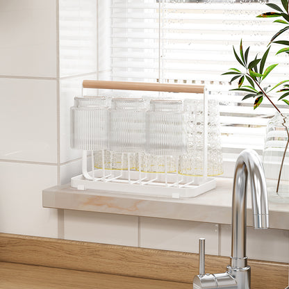 Wooden Handle Glass Holder with Water Tray — view 4