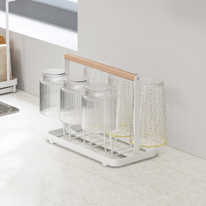 Wooden Handle Glass Holder with Water Tray — view 5