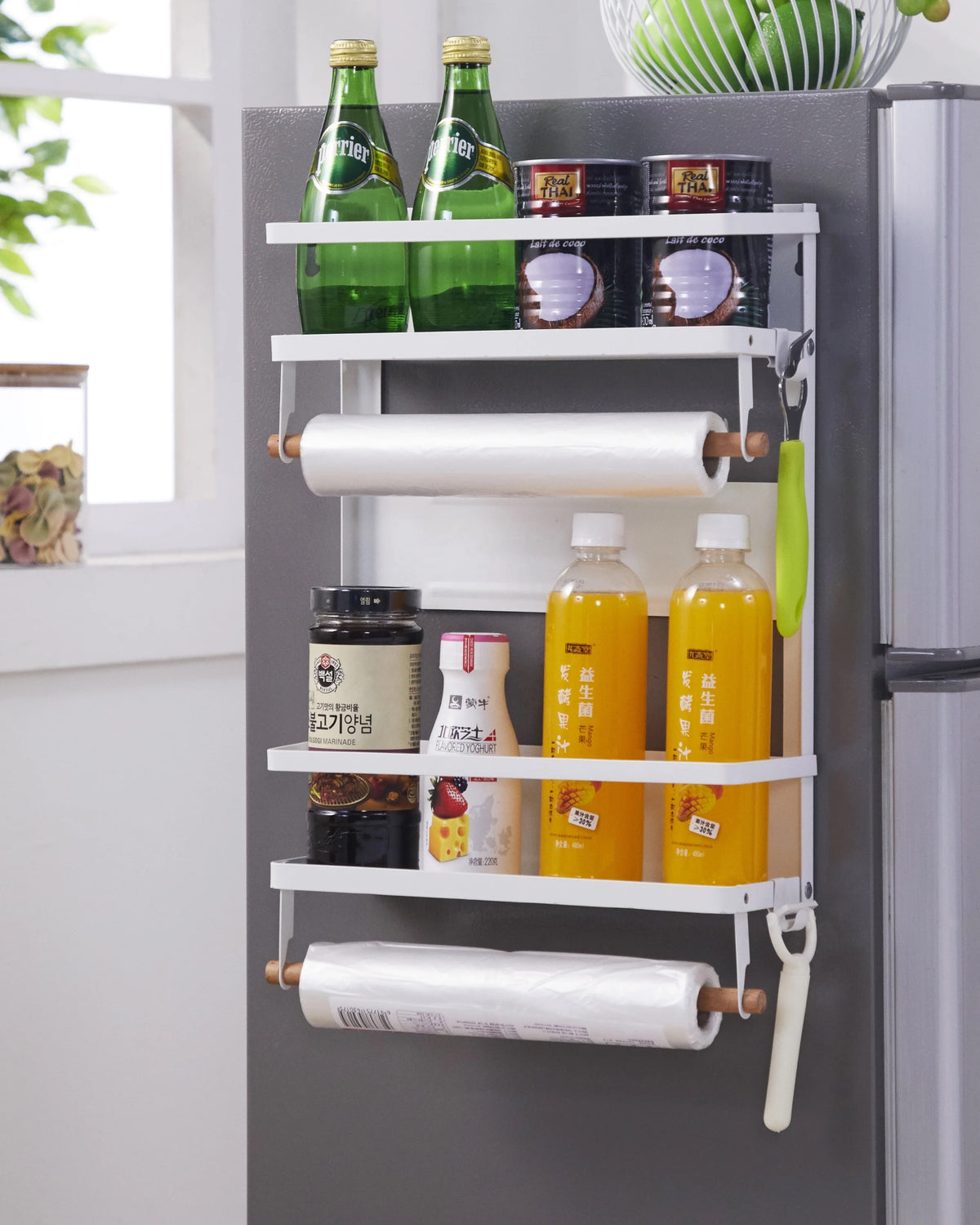 Double-Shelf Magnetic Storage Rack in white