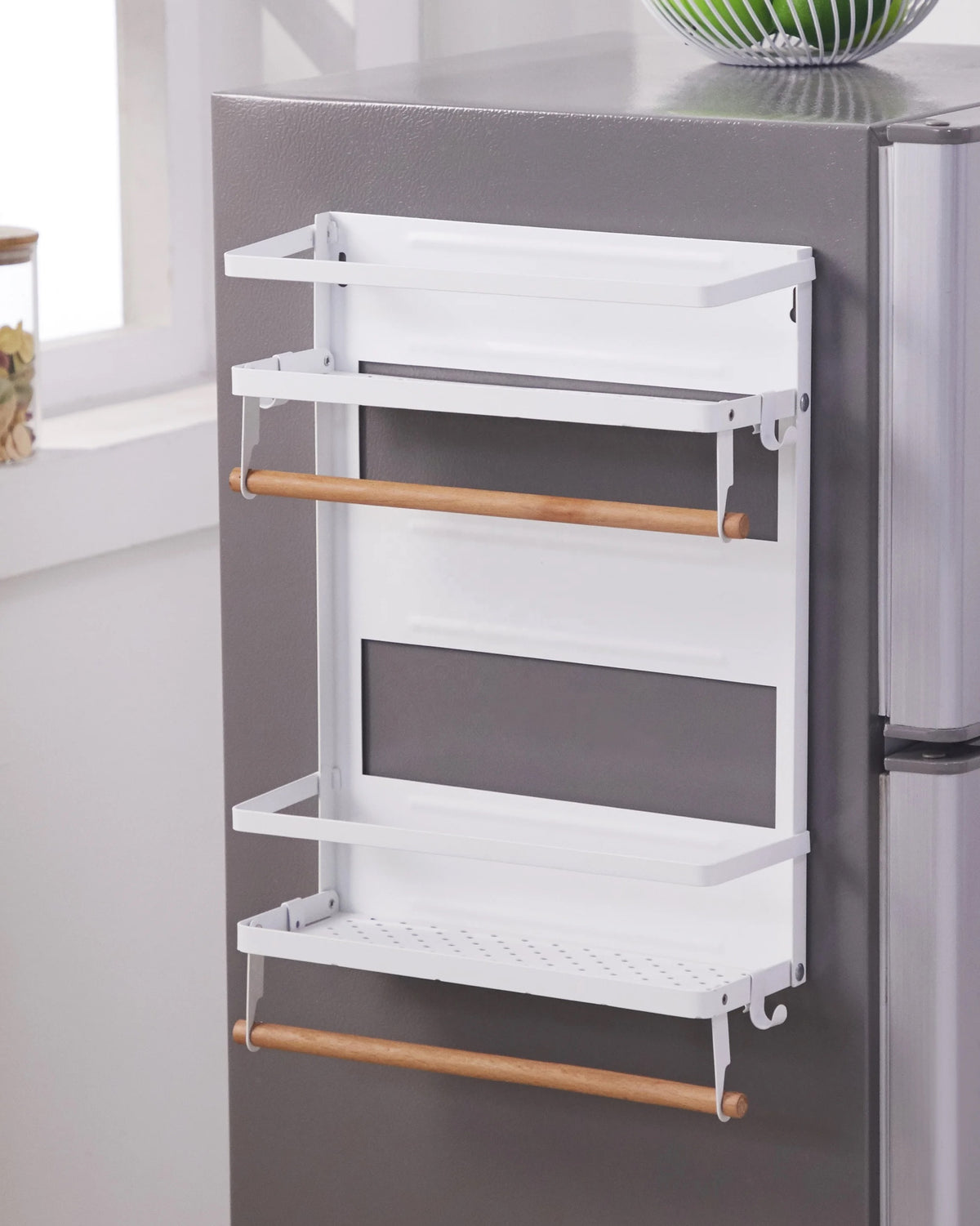 Double-Shelf Magnetic Storage Rack in white
