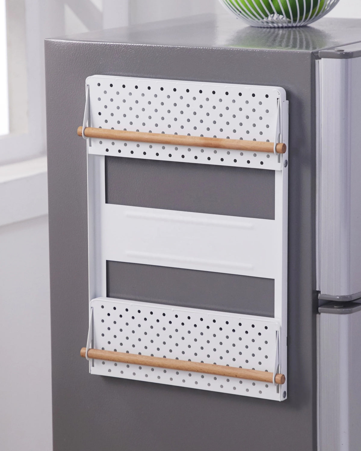 Double-Shelf Magnetic Storage Rack in white
