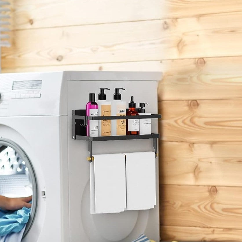 Magnetic Storage Caddy with Roll Holder in black