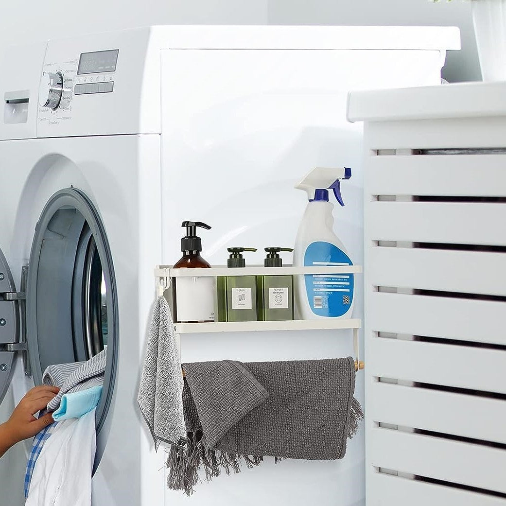Magnetic Storage Caddy with Roll Holder in white