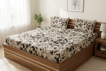 Waypoint Noir Bloom Cotton Bedsheet – Botanical Vine Design