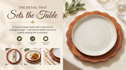 Scalloped Edge Acacia Wood Charger Plate