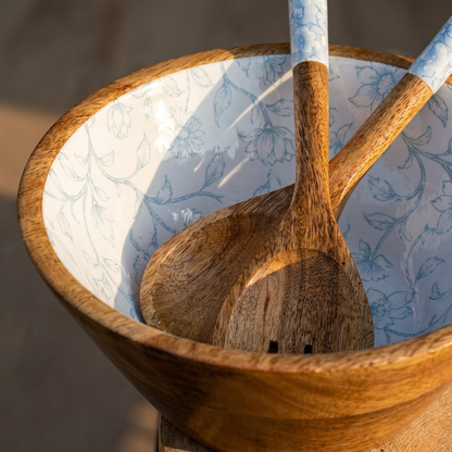 Blue Wood Taper Bowl