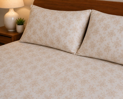 Waypoint 100% Cotton Ofwhite Floral Bed Sheet Set with Pillowcases