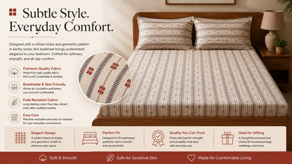 Waypoint 100% Cotton Traditional Strips King-Size Bed Sheet