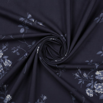 Waypoint Dark Blue Leaf King-Size Cotton Bedsheet - Luxurious Floral Print