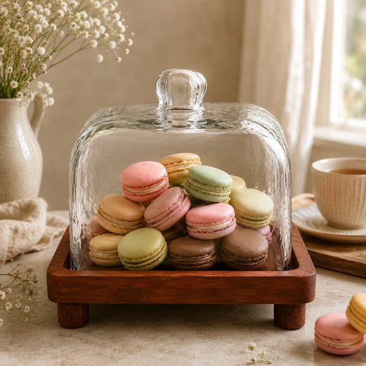 Waypoint Cake Dome with Acacia Wood Tray - Elegant Dessert Display