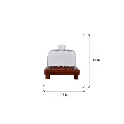 Waypoint Cake Dome with Acacia Wood Tray - Elegant Dessert Display