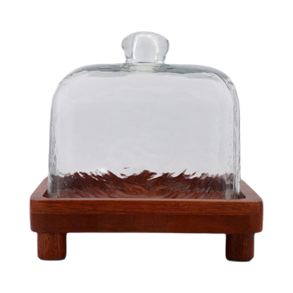 Waypoint Cake Dome with Acacia Wood Tray - Elegant Dessert Display