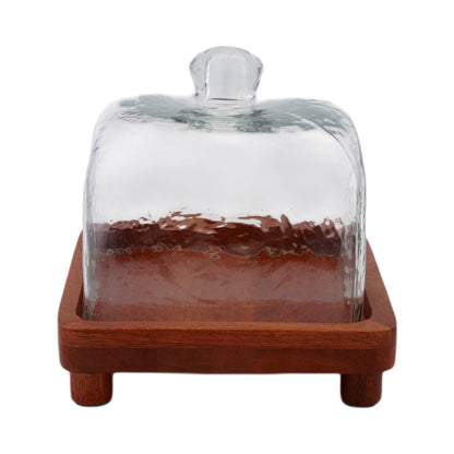 Waypoint Cake Dome with Acacia Wood Tray - Elegant Dessert Display